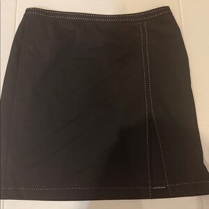 Women’s Express brown Front Slit Side Zip double stitch skirt mini sz 11/12